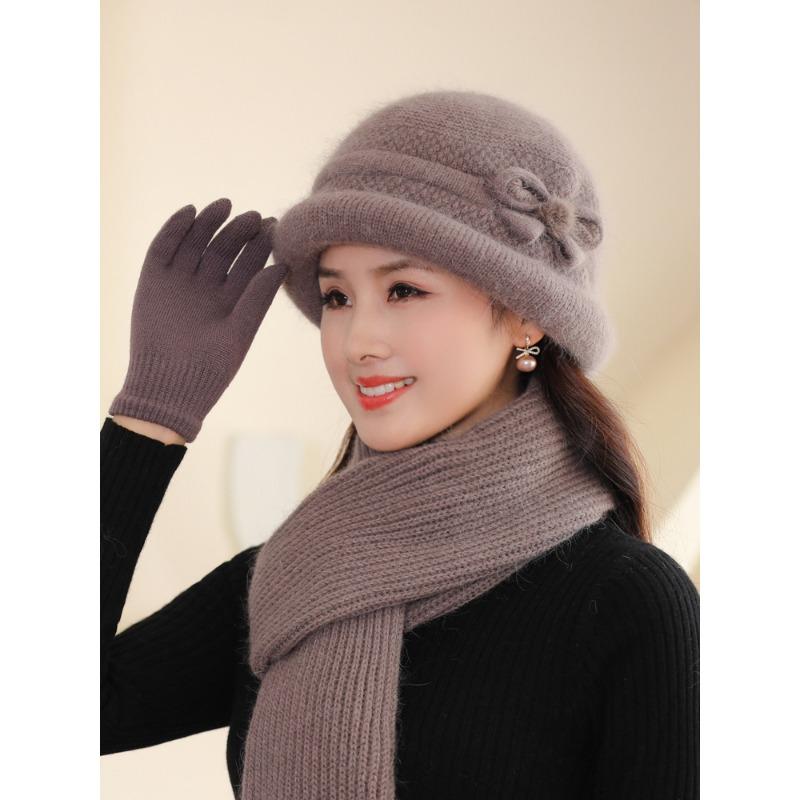 

Комплекти з 3 предметів Шапка для матері середнього віку, Шарф, Костюми в рукавичках Жіноча товста тепла вовняна шапка для бабусі похилого віку, Шарф, Рукавички, Набори з 3 предметів one size хакі