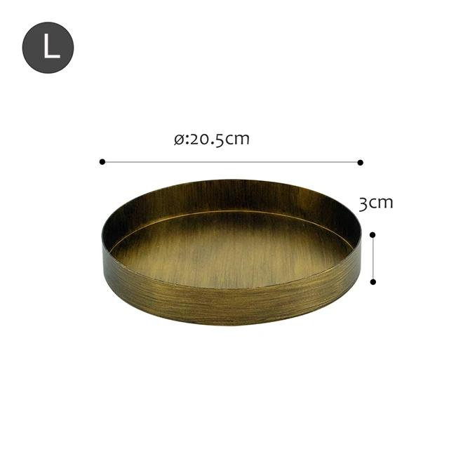 Golden European Retro Round Iron Plate Metal Vintage Storage Tray Home Decoration Garden Restaurant Table Photographing