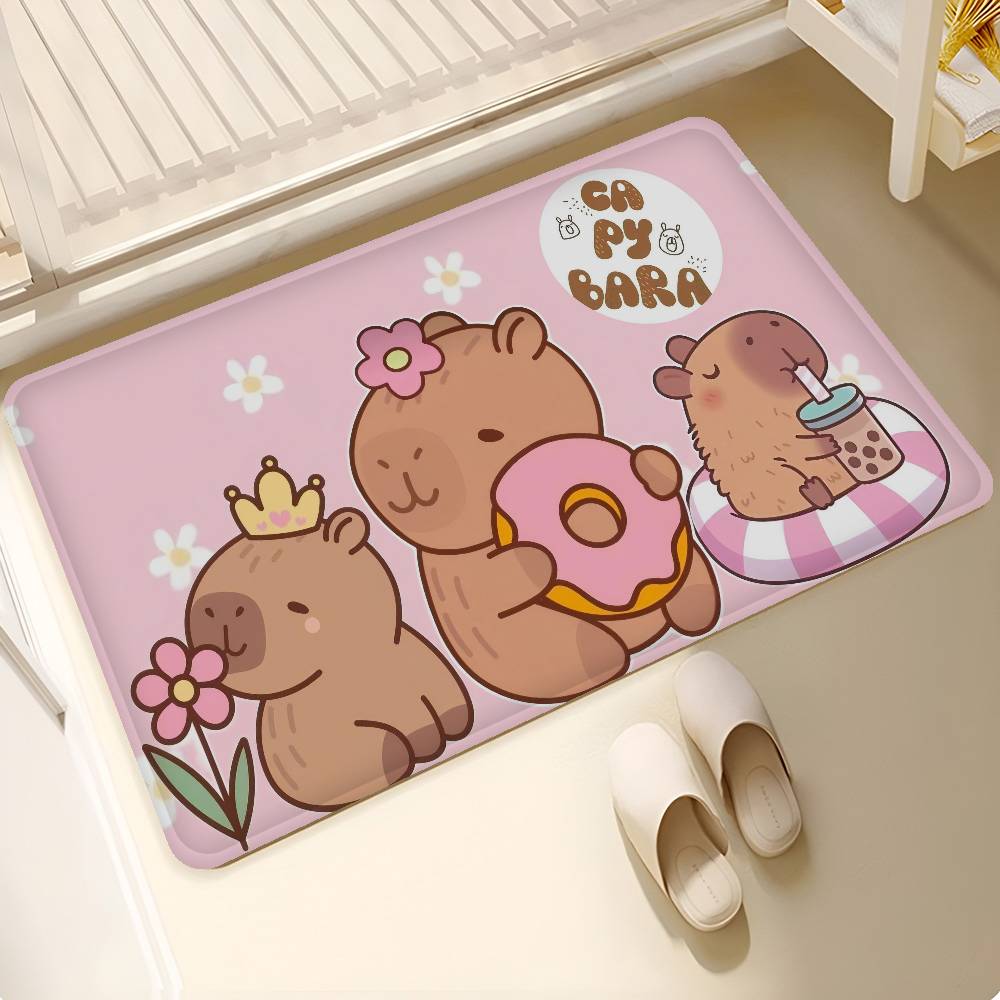 Interesting Capybara Bathroom Mat INS Style Soft Bedroom Floor House Laundry Room Mat Anti-skid Welcome Doormat