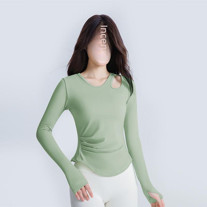 Women's Long Sleeve Yoga Top with Chest Pad: Autumn Pilates Fitness T-Shirt