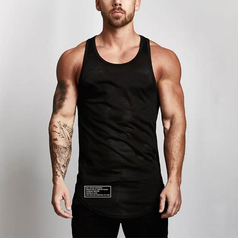 Do The Work  Mesh Mens Fashion Casual Fitness Bodybuilding Letter Printed Summer Polyester Slim Fit Quick-drying O-neck Tank Top