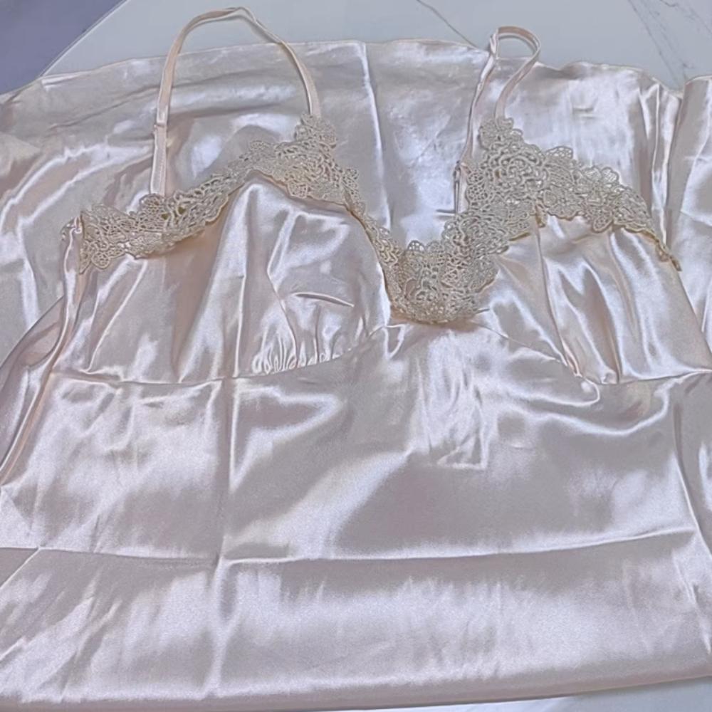 Set Pigiama Sexy da Donna 5 Pezzi Morbido Seta Ghiacciata Manica Lunga Accappatoio Set Accappatoio Taglie Forti Loungewear Pigiami