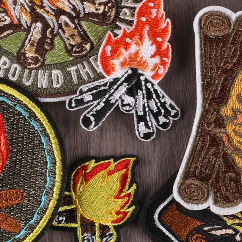 Bonfire Embroidered Patch - Round Cloth Label for DIY Clothing & Accessories