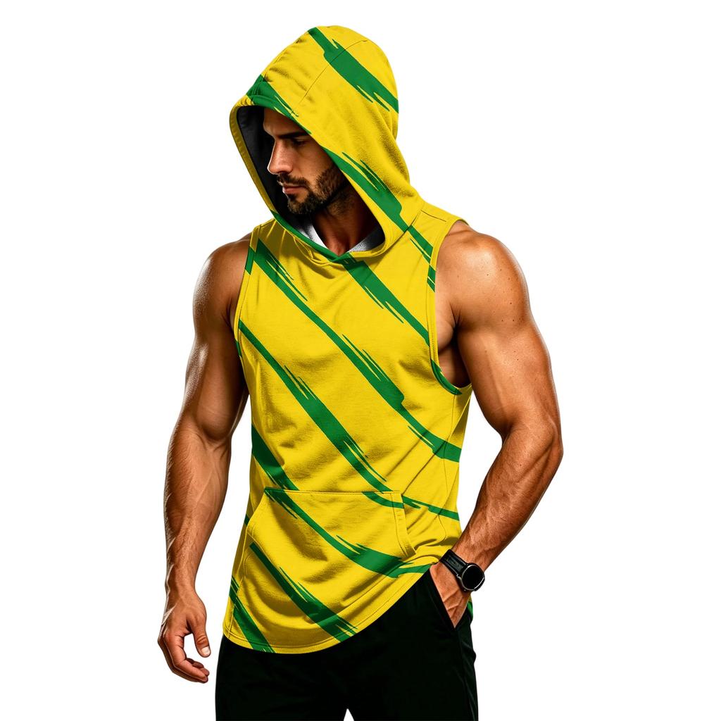 Men's Sleeveless Hoodie Muscle Fit Gym Tank Top Breathable Quick Dry Workout Vest for Fitness Training and Sports