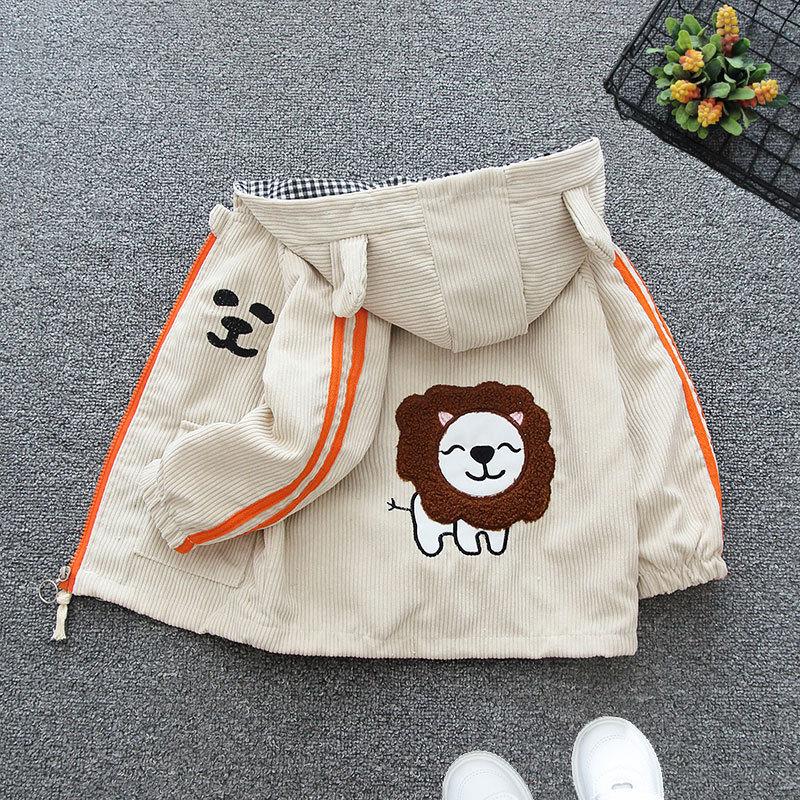 Loose Casual Hooded Rushing Coat Boys and Girls Jacket Spring Ball Thin Section of The Middle and Large Children Jacket Children's Outside