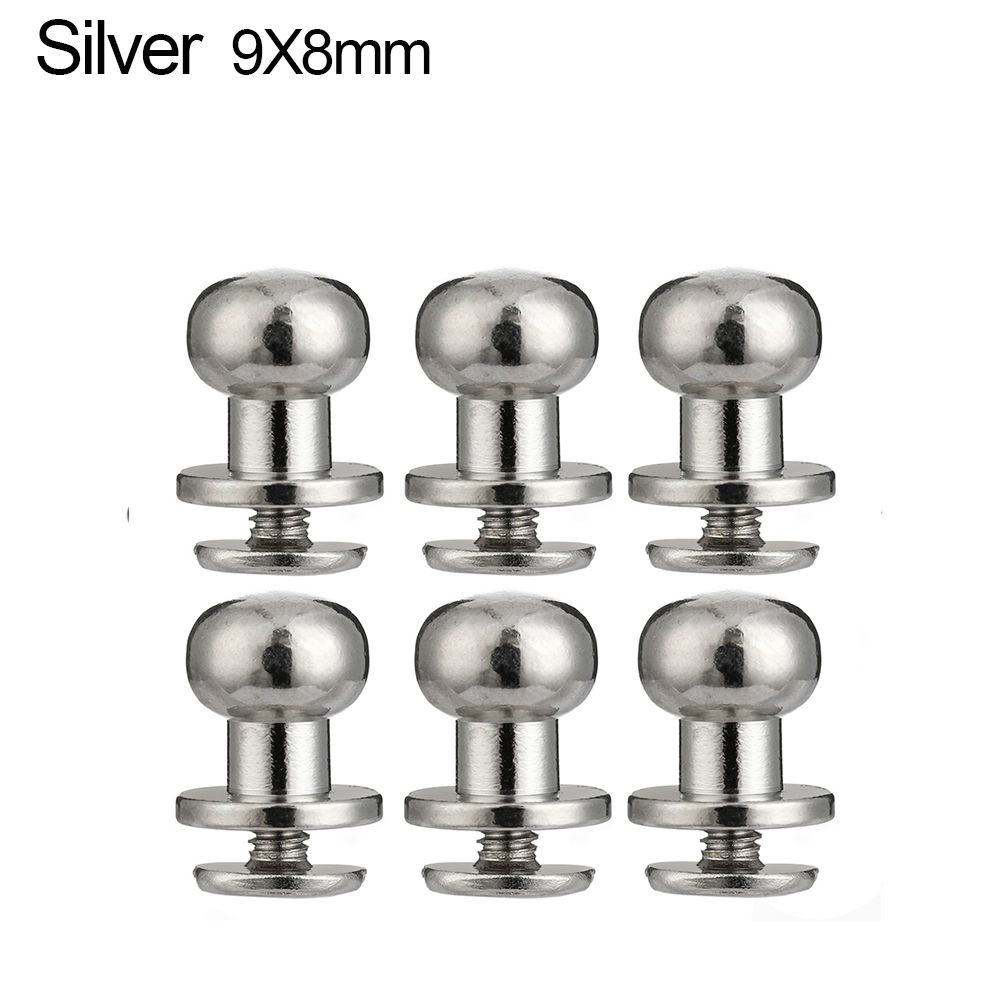 

10pcs Round Brass Nail Hat Bag Leather Craft Clothes/Bag/Shoes Garment Rivets Monk Head Screws 6X4mm срібний