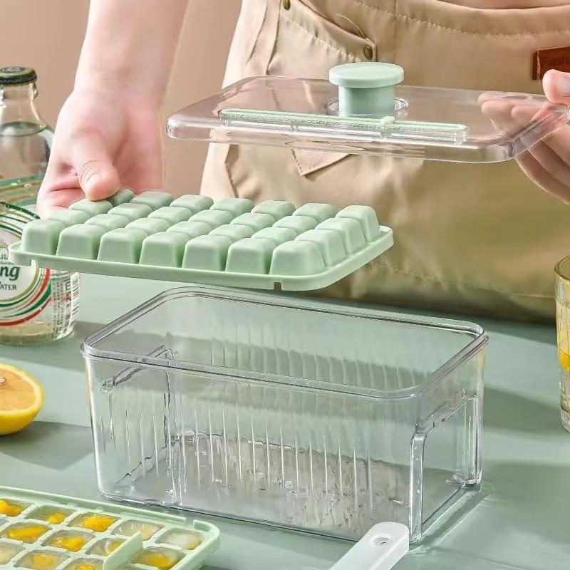 28/56 Grid Ice Cube Mold Reusable Refrigerator Ice Maker One-touch Easy Release Homemade Ice Cube Tray Mold Home Ice Making Tool