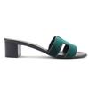 HERMES Mule Oasis H motif velour and leather sandals Velor Women 37.5 232162Z Used