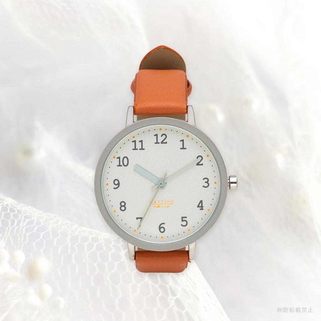 [Fieldwork] Women's Watch Analog Leather Strap Matte Shine Colorful Hour Minute Hand Orange Azure JN015-3