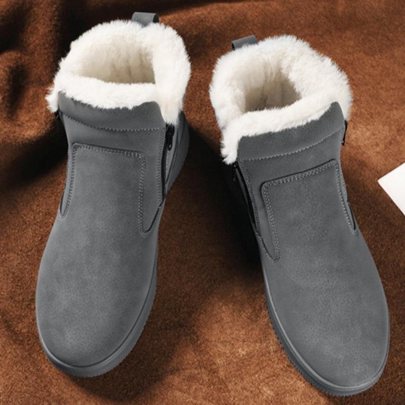 Men Fur Integrated Snow Boots Waterproof Non Slip Fleece Lined Thick Winter Outdoor Northeast Cotton Boots