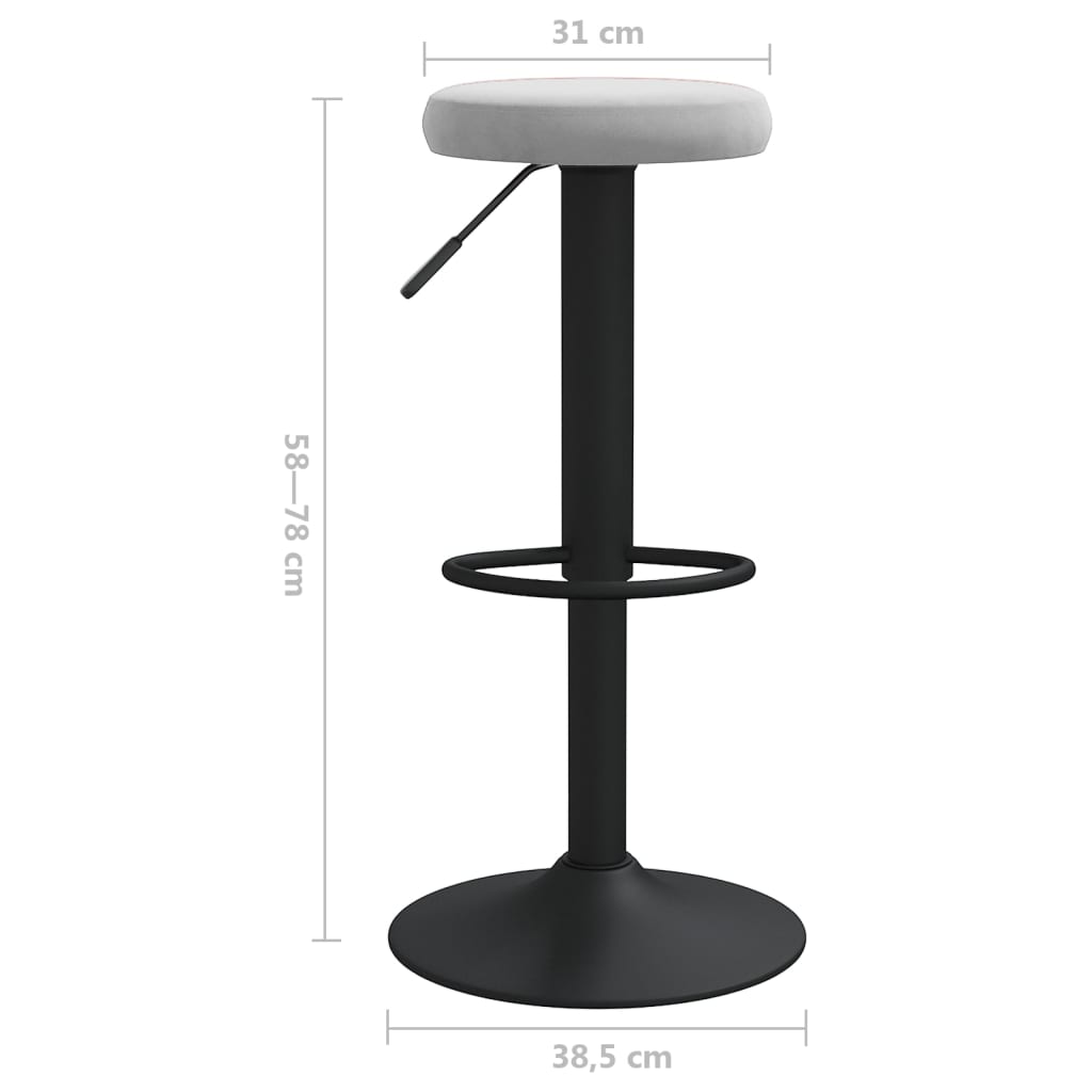 Vidaxl Bar Stools, 2 Pcs, Light Gray, Upholstered In Velvet