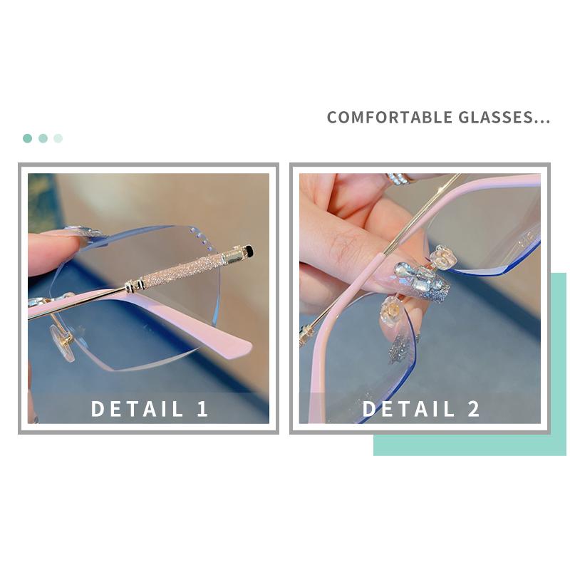 Rimless Square Reading Glasses Blue Light Blocking Computer Eyeglasses Fashion Reader Women Men Eyewear