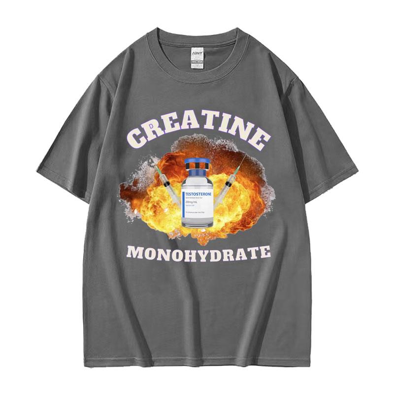 Funny Gym Pumpcover Creatine Monohydrate Meme T Shirt Women Harajuku Gothic Clothes T-shirt Unisex 100% Cotton Short Sleeve Tees