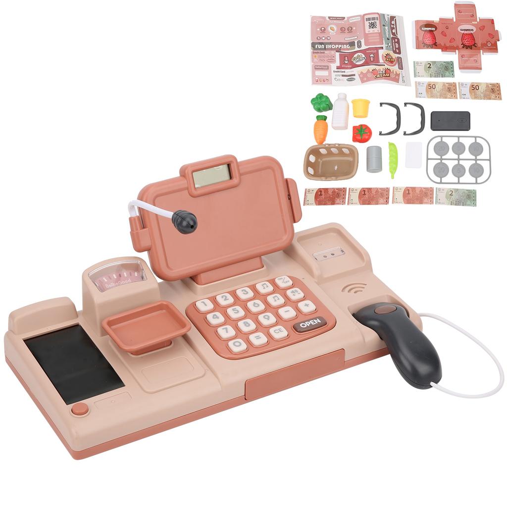 Casa de marcat jucărie voce electronică joc de simulare casier calculator copii educațional jucărie roz