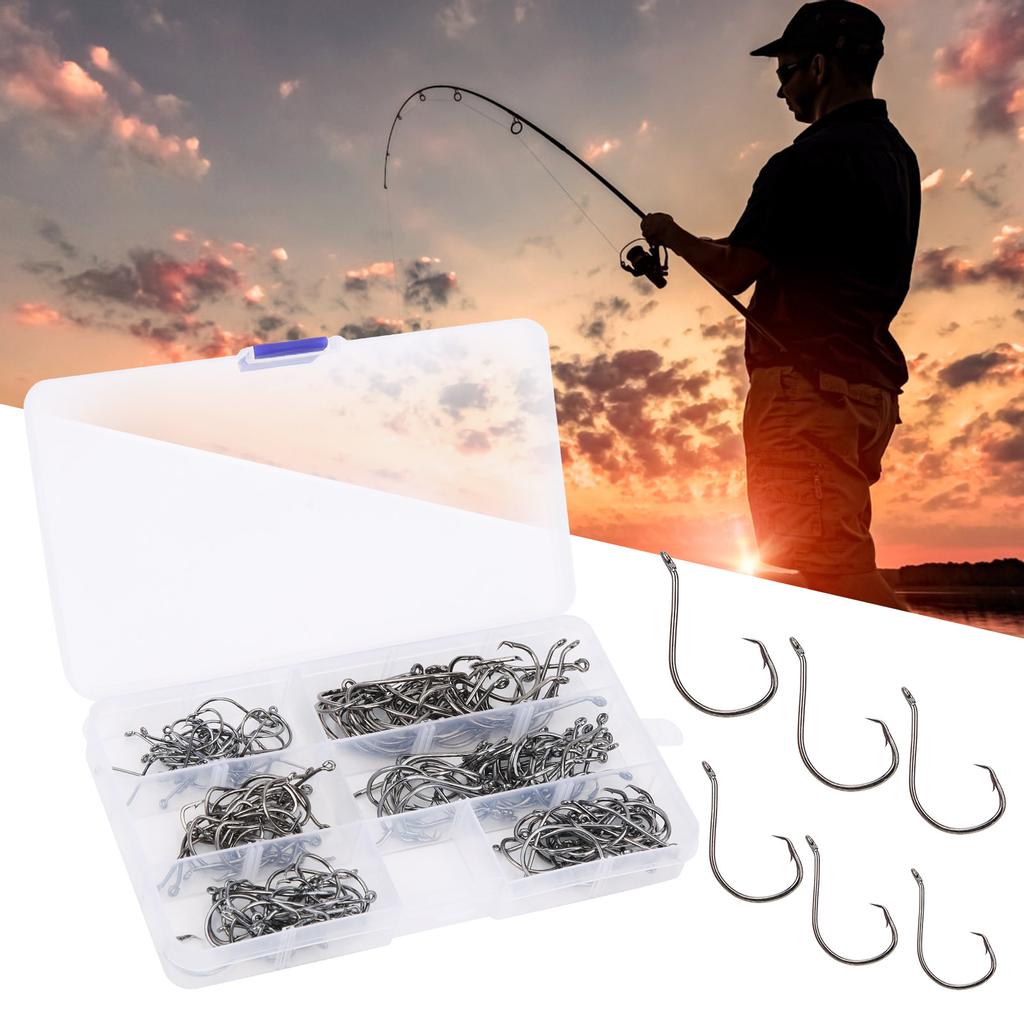 Crank Hook Fishing Hook Set Offset Easy Catch Carbon Steel Fishing Tackles for Soft Lure