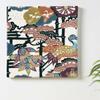 Art Deli Japanese Kimono Floral and Geometric Fabric Wall Art Panel, 57 x 57 cm