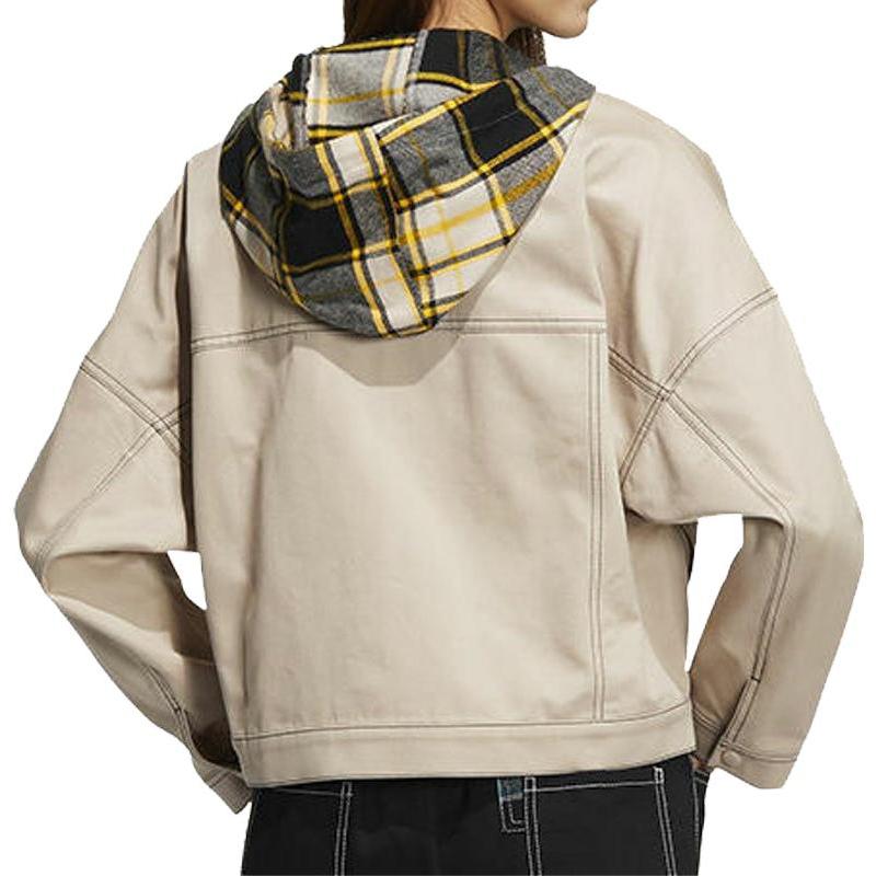 adidas Neo Short Hooded Long Sleeve Zip Jacket Women Outerwear Khaki IA6892