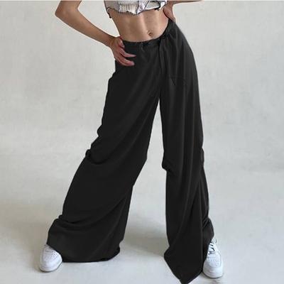 European and American Solid Color Vertical Feeling Floor Dragging Satin Trendy Loose Casual Pants