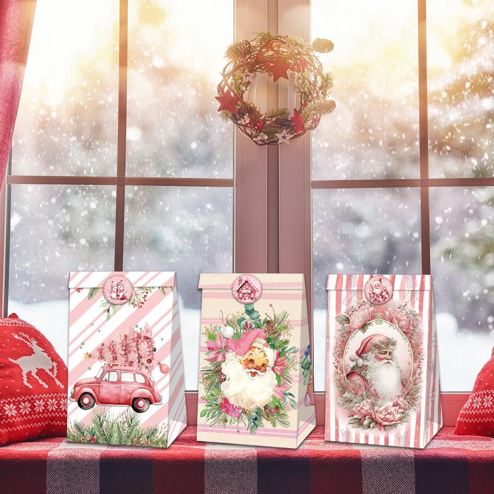 Food Candy Christmas Packaging Bags Holiday Party Decor With Adhesive Stickers