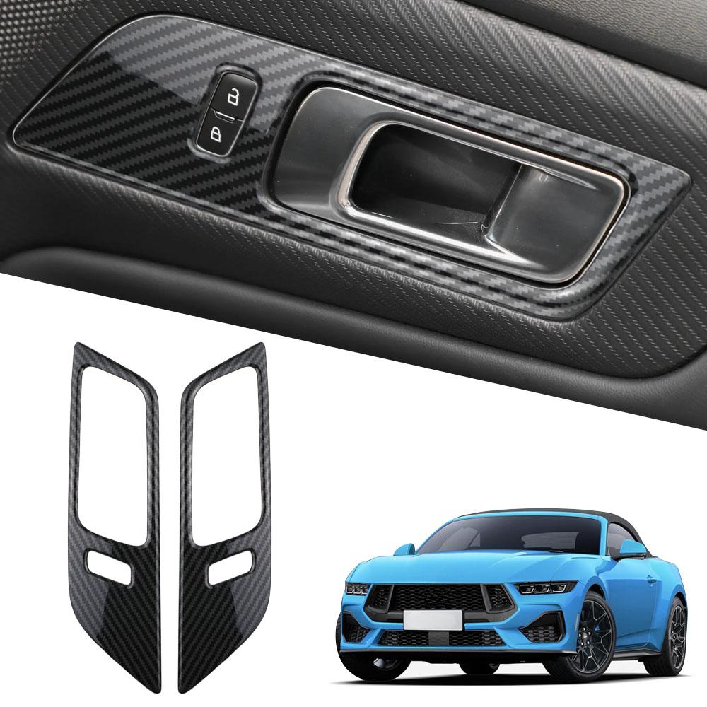 Imitation Carbon Fiber Inner Door Handles Bowl Cover Trim for Ford Mustang 2016 - 2025 ABS Car Accessories 2pcs