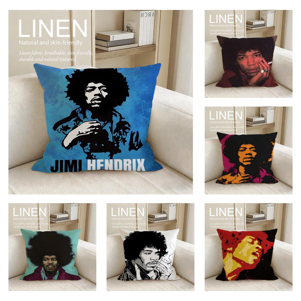 Music singer JJimi Hendrix Cushion Cover Pillowcase Set Pcs x x Breathable Washable Sofa Cushion Cover