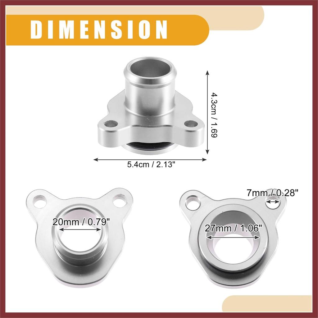 Water Hose Fitting 11537541992 - Car Engine Coolant Hose Fitting Clamp - for BMW 328i 335i 2007-2016 Aluminum Silver Tone with Clamp - 1 Set Replace