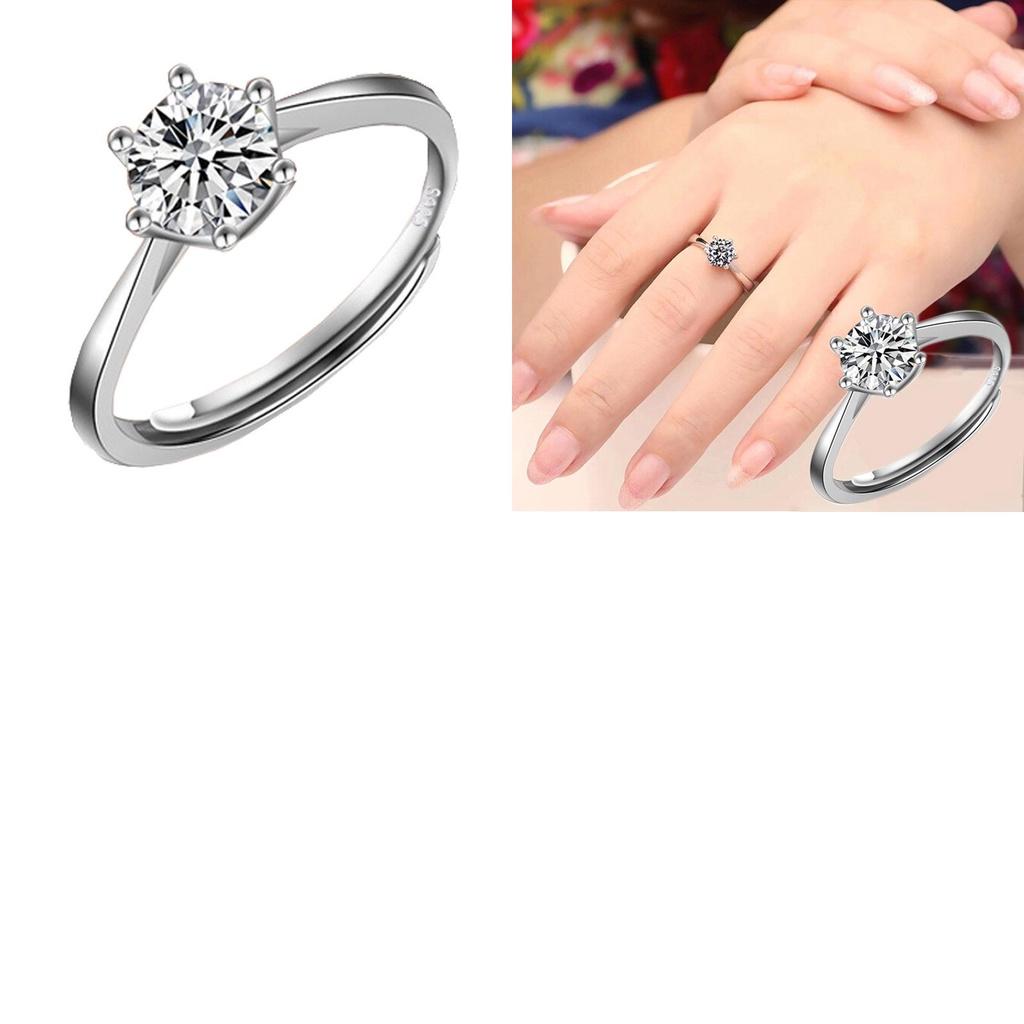 Fashionable And Elegant Diamond-encrusted Ring For Women Adjustable Six-claw Opening Ring