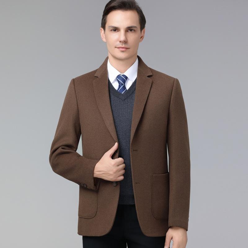 Double-sided cashmere suit men's jacket winter new wool down lining single suit top business casual suit