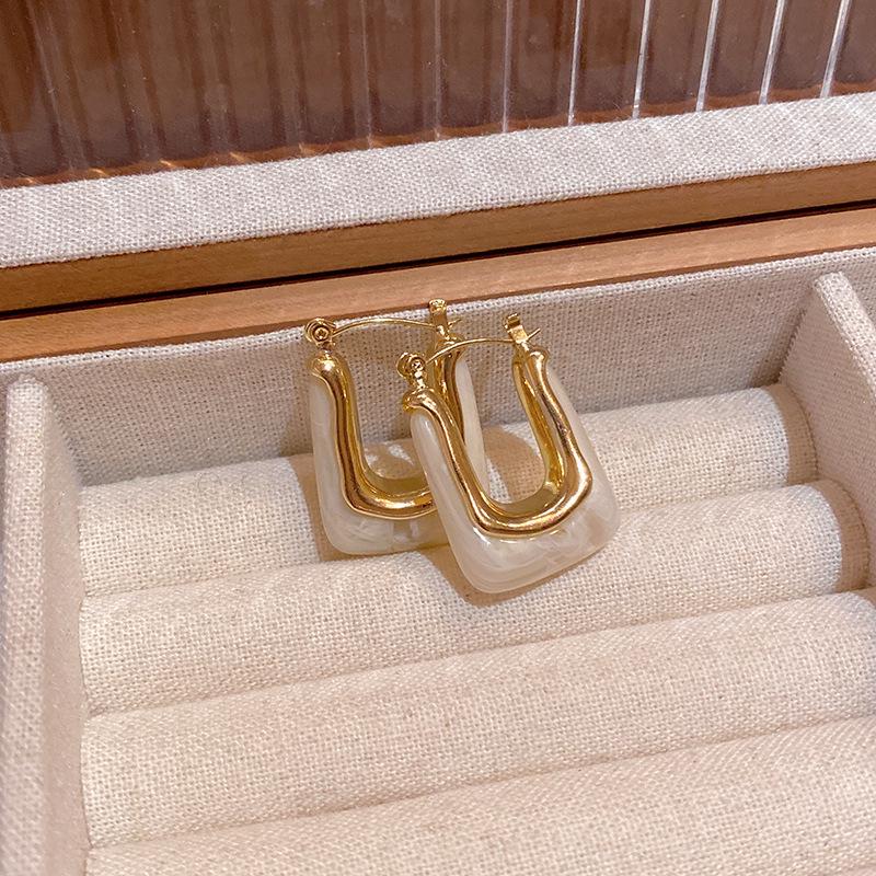 

Французские геометрические серьги из смолы - Женский ретро-стиль высокого класса