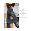 Women's High Waist Straight Jeans Narrow Wide Leg Jeans Cement Gray Washed Denim Pants Loose Casual Long Trousers