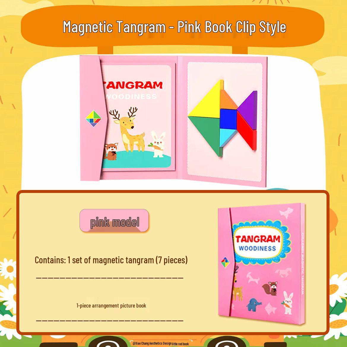 

Wooden Magnetic Tangram Puzzle for Kids 3-6: Educational Toy for First Graders