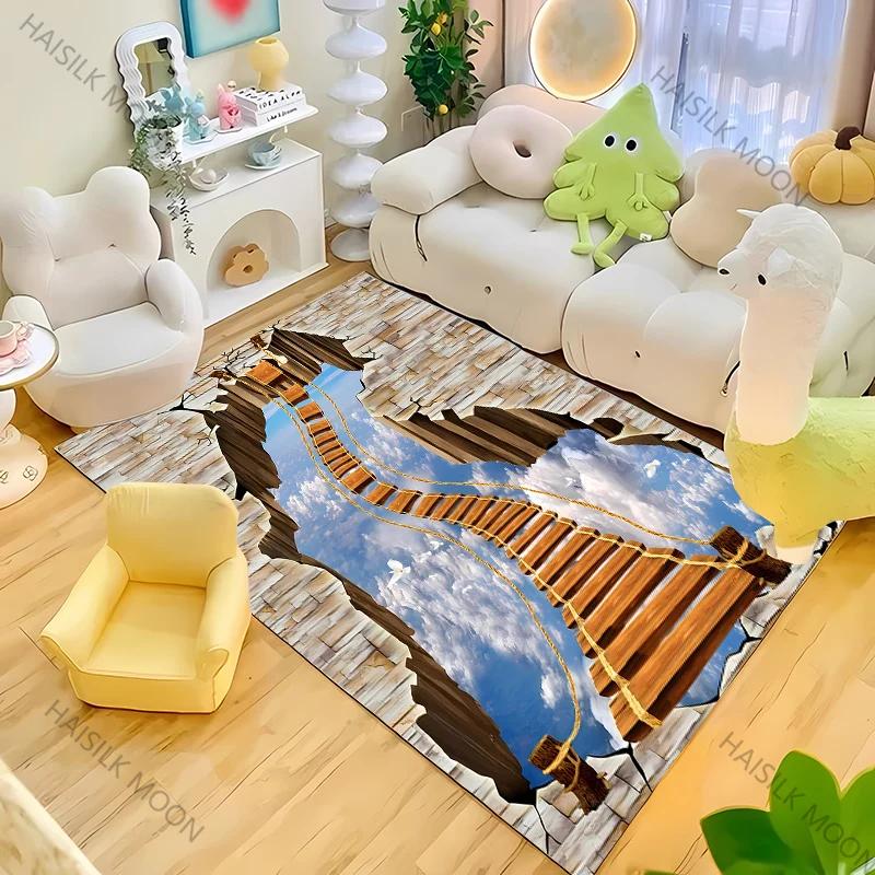 

New To 3D Illusion Masterpiece Art Suspended Suspension Bridge Carpets Stunning Visual Illusion Rug Interesting Home Decor Mats 40cm x 60cm