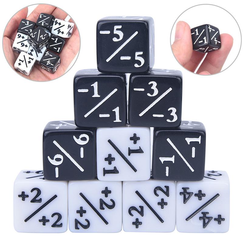 10pcs Dice Counter 5 Positive 5 Negative Used for Table Games Fun Dice White Black Teaching Children's Party Games