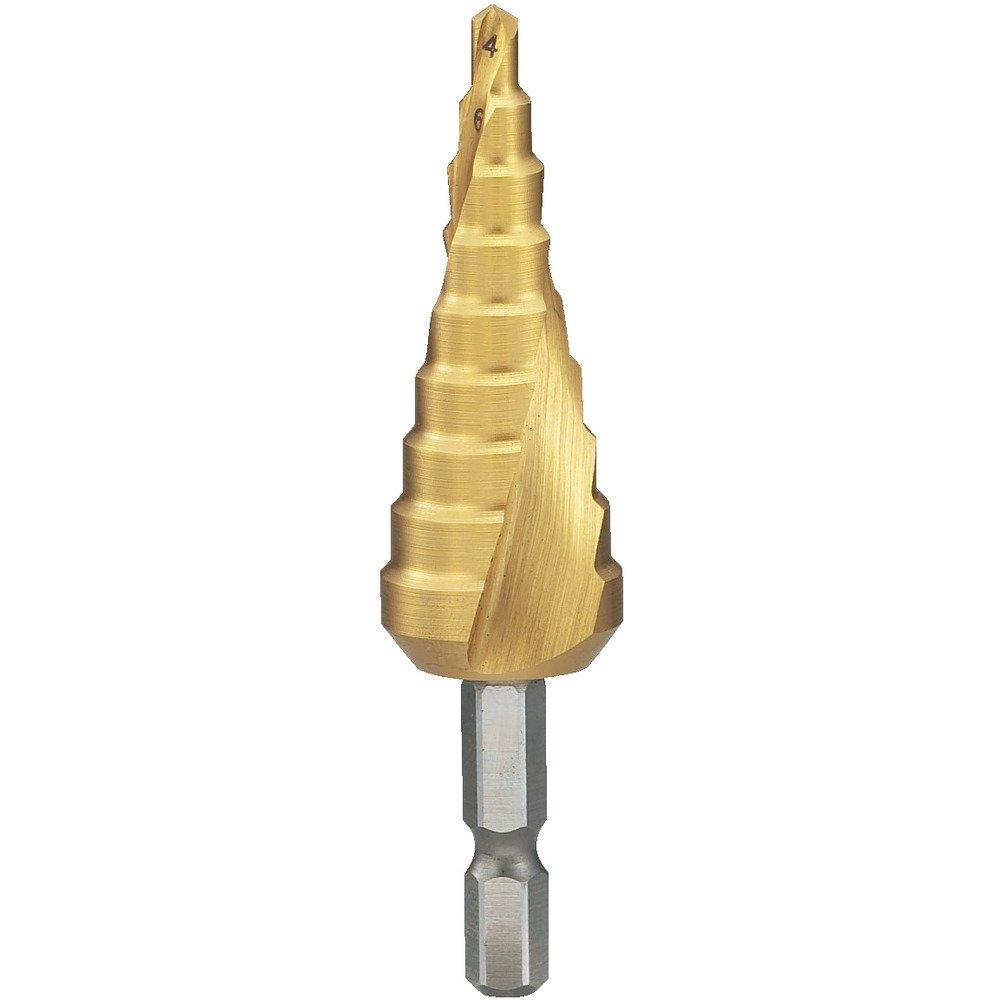 

TRUSCO Hexagonal Shaft Step Drill Titanium Coated TSDSC12 2-Flute 4~12mm