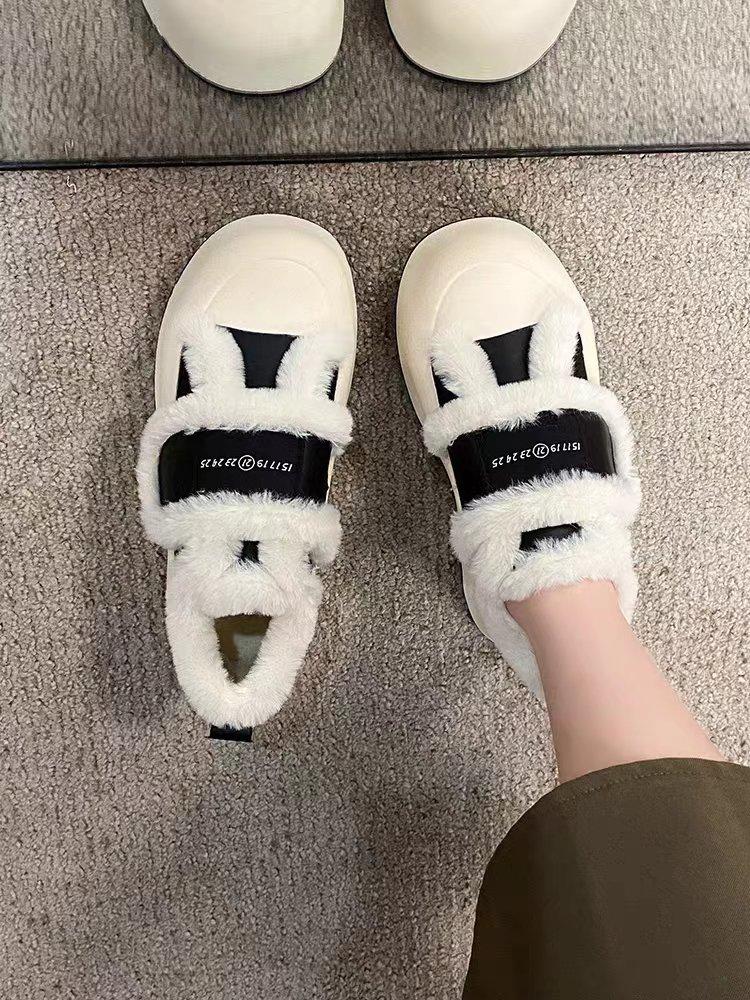 

Plush little white shoes women s winter new thick-soled warm women s shoes fashionable versatile casual shoes 35 чорний