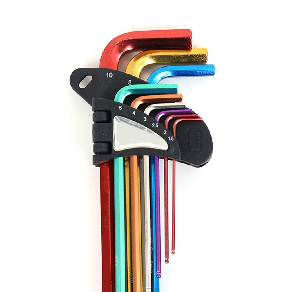 9Pcs Hex Wrench Star Key Ball End Metal Long Arm Metal Key Tool Set Kit for Repair
