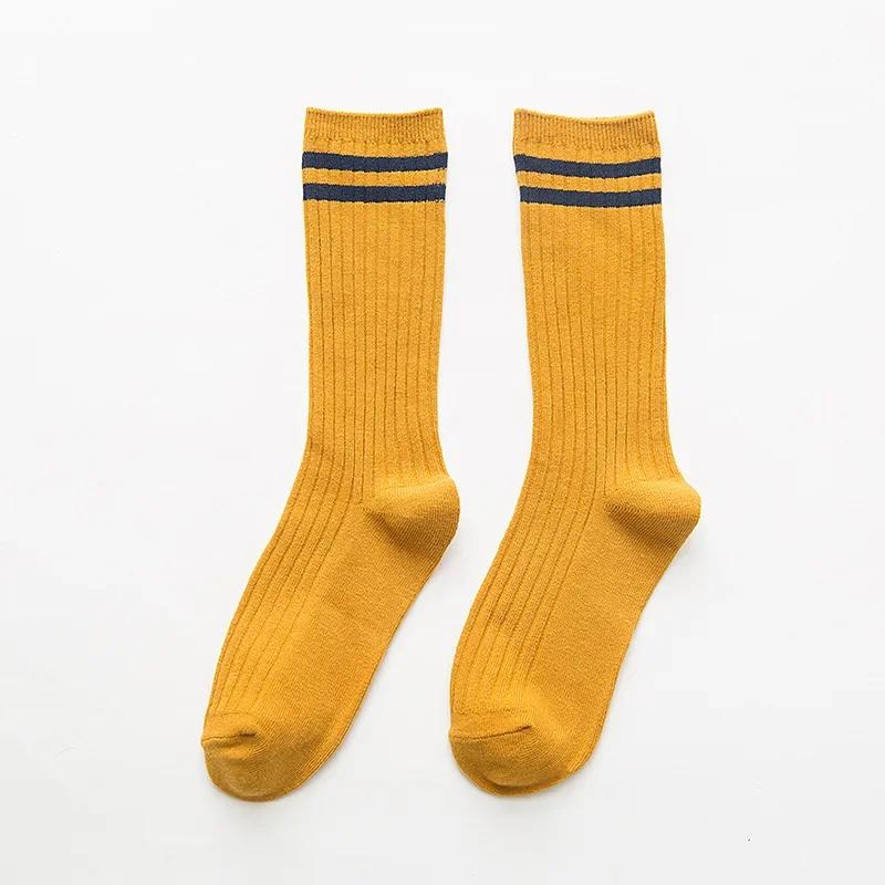 Solid Color Harajuku Knitted Cotton Women Socks Retro Korean Vintage Streetwear Japanese Style Kawaii Cute Cotton Long Socks