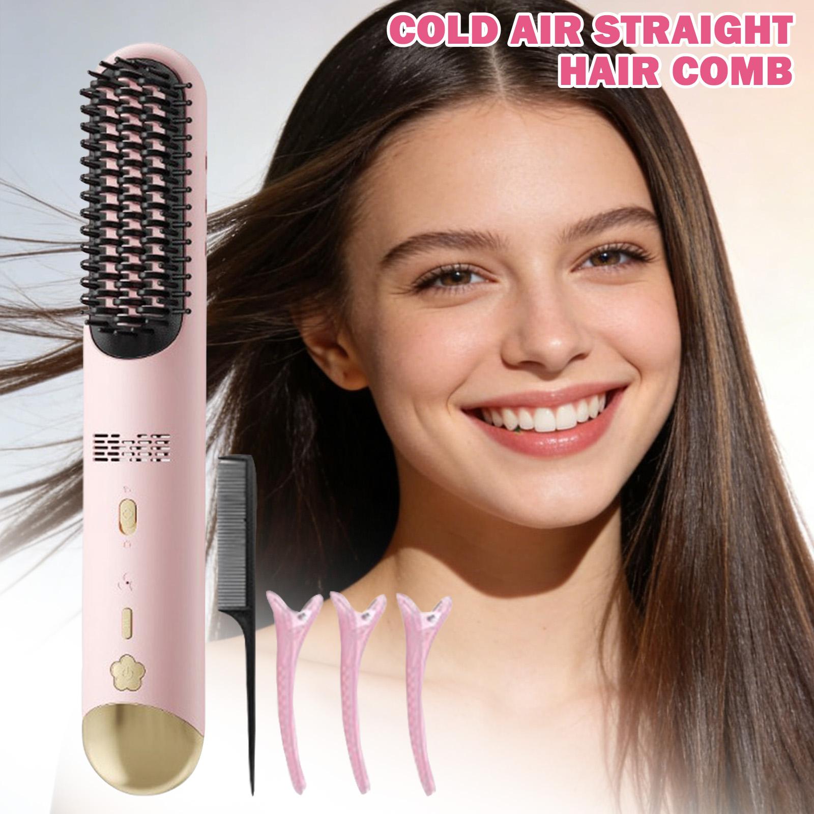Straightening Brush, Hair Clip Comb Set, Rechargeable Wireless Straightening Iron, Personal Care Comb, 3 Hair Clips one size белый