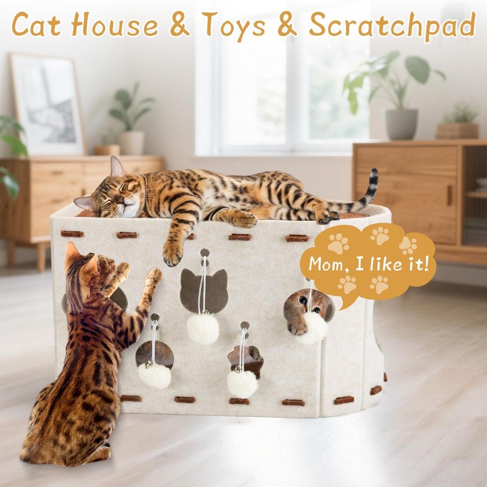 Felt Cat Bed All-in-one Cat Castle House Japanese Style Cat House  Four Seasons