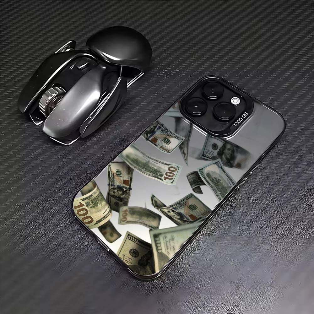 COOL M-Money 100 Dollars Coque de téléphone pour iPhone17,16,15,14,13,12,11 Plus,Pro Max Couleur Argenté Plaqué Intérieur
