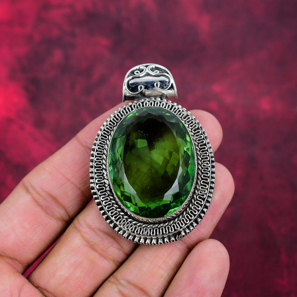 Tsavorit Anhänger, 925 Sterling Silber Edelstein Schmuck, handgefertigter Anhänger, für Thanksgiving