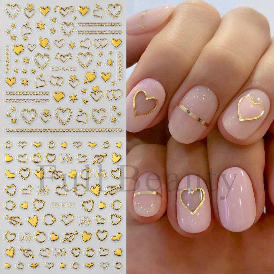 Nail Art Stickers Valentine's Day Embossed Three-dimensional 5D Hot Stamping Love Hollow Love Nail Stickers