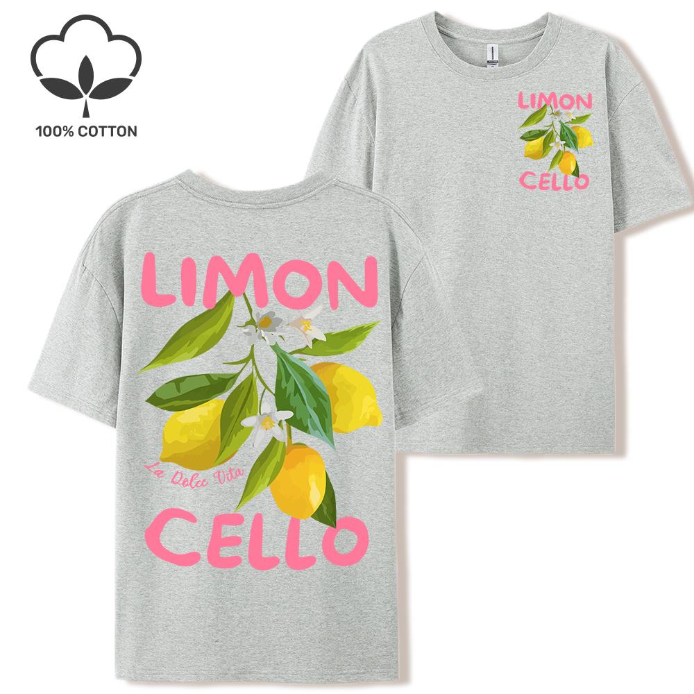 Lemon Fruits Cello Pink Letter Print Woman T Shirts Cotton Multicolor T Shirt Hip Hop Summer Short Sleeve Y2K Womens Streetwear