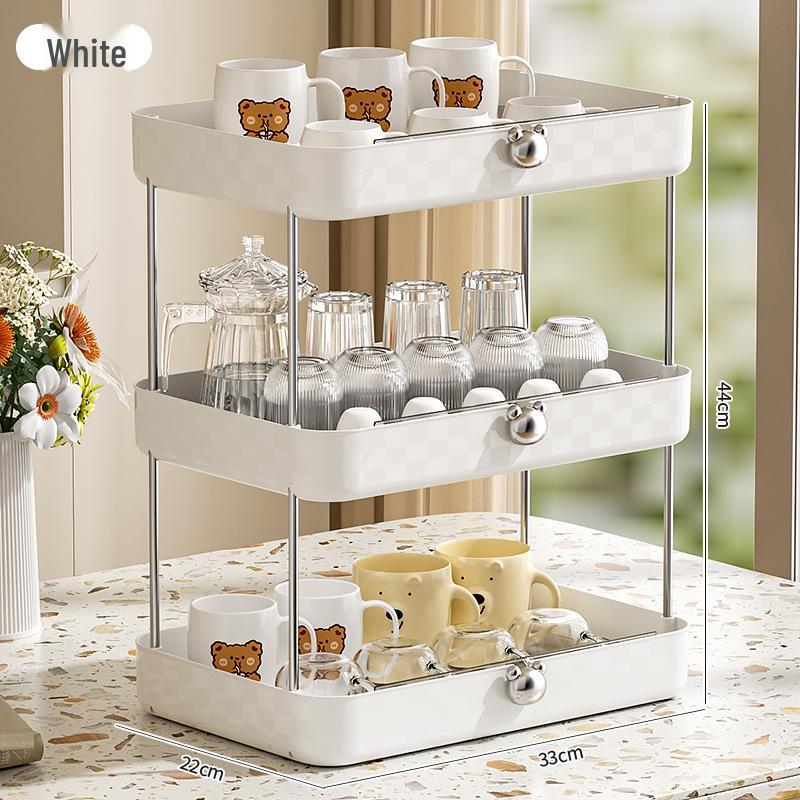 Light Luxury Cup Holder Rack - Large Capacity Kitchen & Living Room Storage with Drain Tray