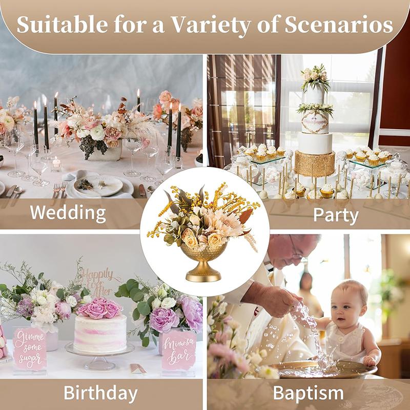 WTEMPO Vintage Vase for Fake Flowers for Birthday Party Christmas Anniversary Retro Iron Small Base Vase for Wedding Party Festive Events