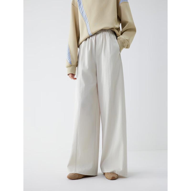 ELLE Women's French Style Elastic Waist Straight-Leg Pants