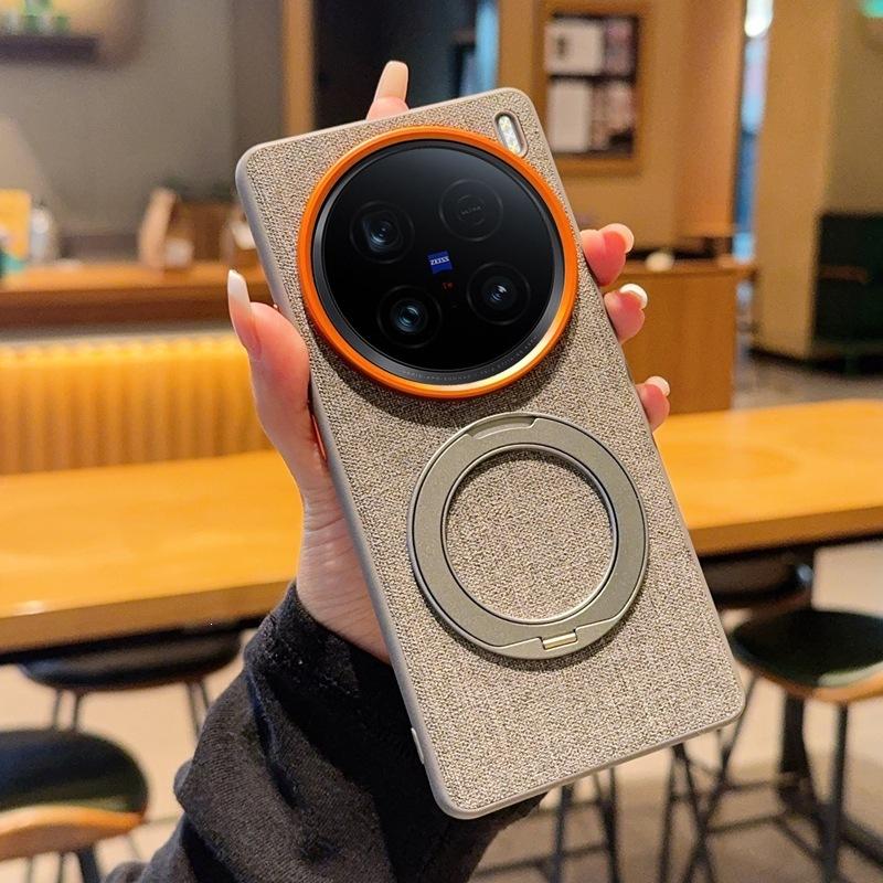 Applicable To Vivox111 Mobile Phone Case Magnetic Suction Bracket Integrated Rotation X111s Cloth Pattern x111Pro/x111ultra