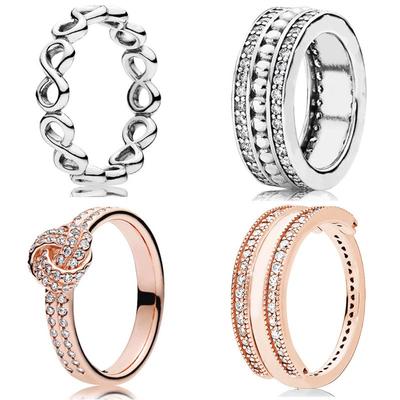 Anello con nodo d'amore infinito con firma reversibile in argento sterling autentico per gioielli di moda per regali di nozze di compleanno per donne