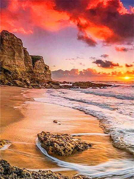 Diamond Painting Kit Seaside Sunset Landscape Full Square/round 5d Diy Embroidery Mosaic Beach Scenery Home Decor