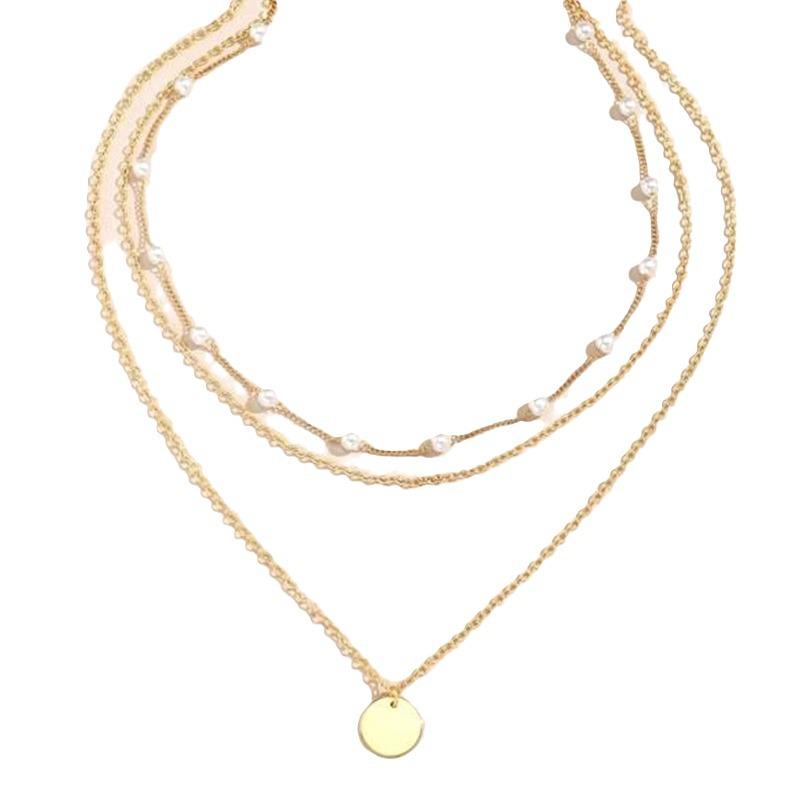 Pearl Double-Layer Geometric Necklace - Versatile Casual Fashion Pendant